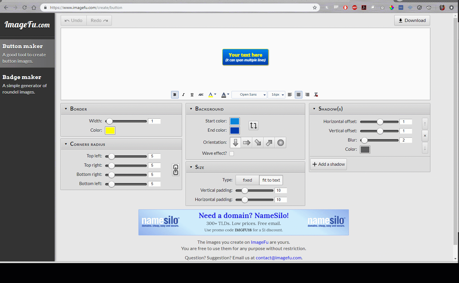 Drop shadow buttons