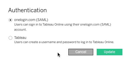Tableau Online - configuring a user's authentication to OneLogin (SAML)