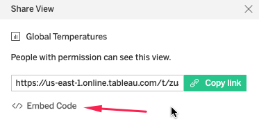 Tableau Online Embedded Analytics - Tableau Embed Code