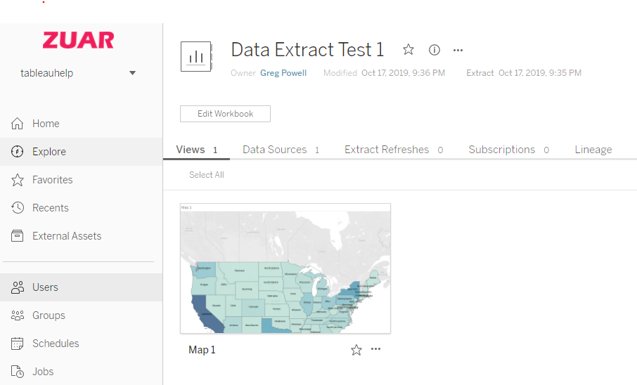 Data extract Tableau