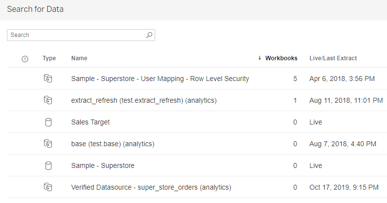 Selecting a data source from Tableau Server or Tableau Online