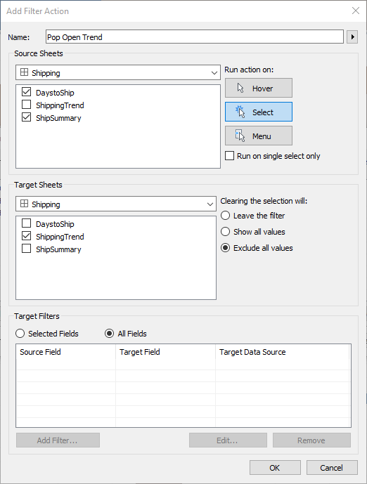 Tableau Shipping Trend sheet located on the shipping dashboard