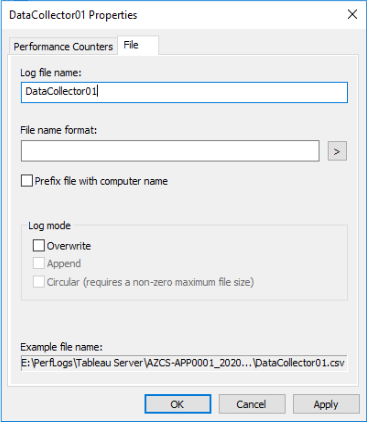 Windows performance monitor properties