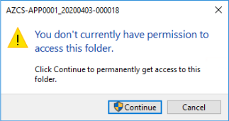 Permission error message