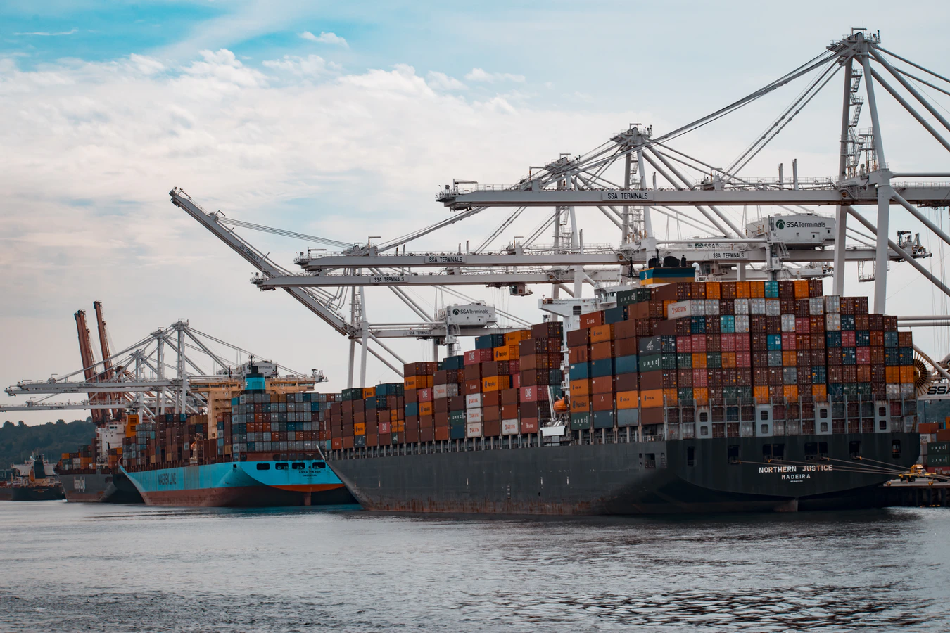 Freight containers on a ship