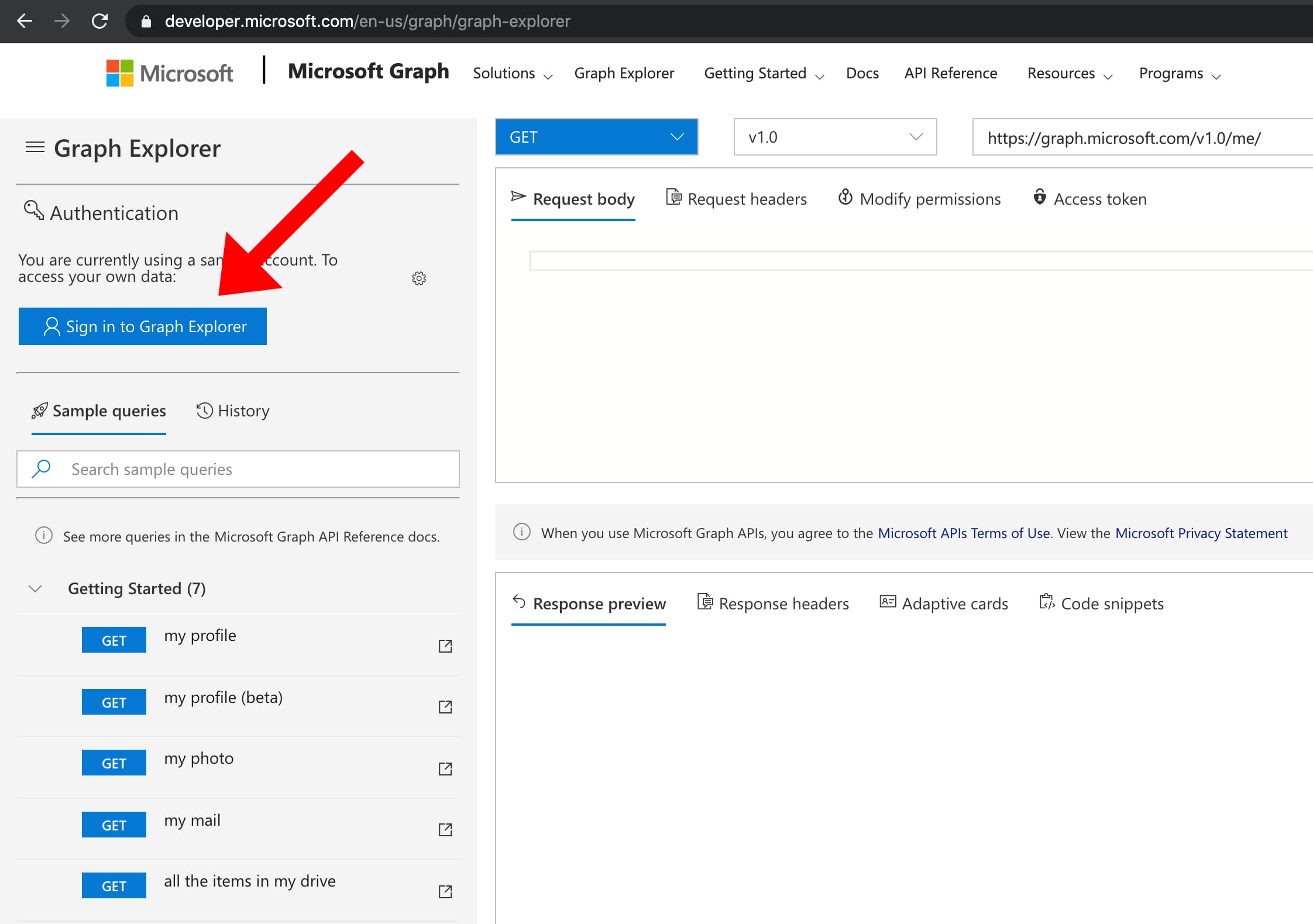 Microsoft Graph Sign-on page to use Rclone