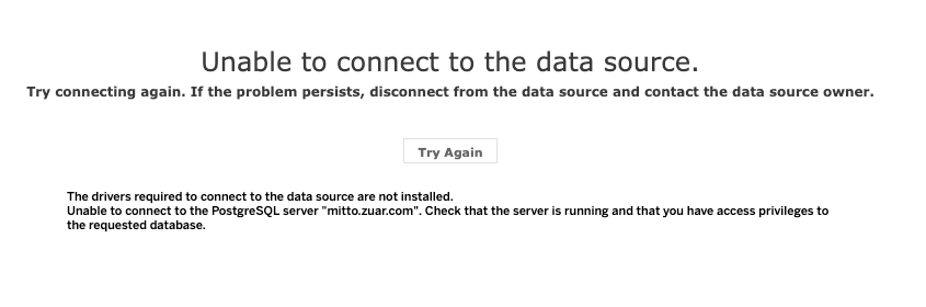 Error: Unable to connect to the data source.