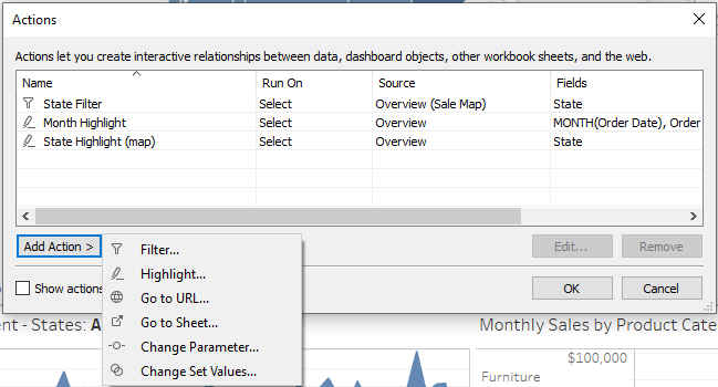 image of tableau dashboard action menu