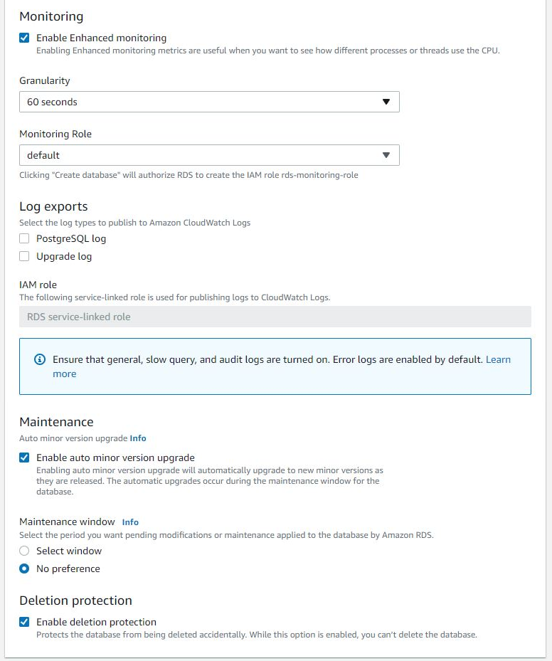 PostgreSQL and AWS services