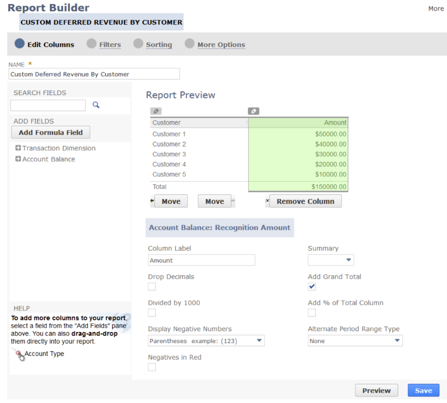 NetSuite Report Builder