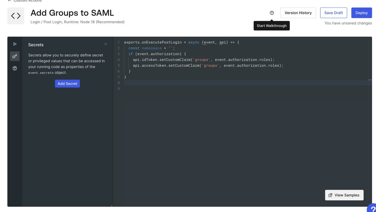 Auth0 SAML Setup