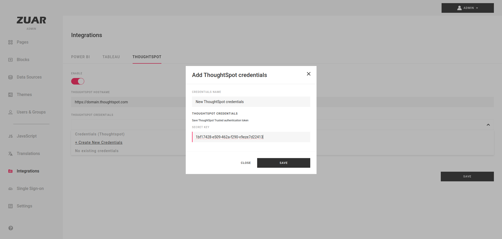 Thoughtspot Integration