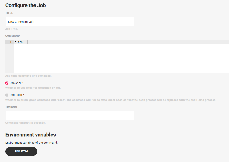 Command Job UI Page