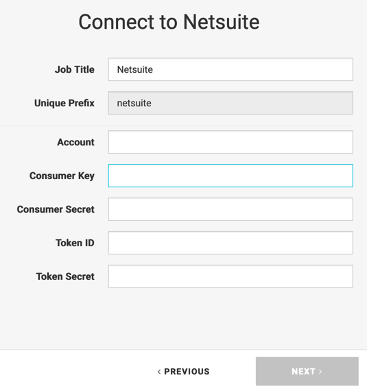 Enter NetSuite account details