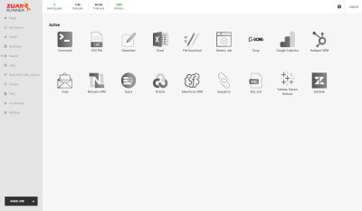 Zuar Runner UI for extracting, moving, modeling, transforming, and preparing data for analysis